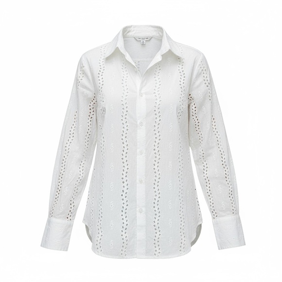 Anne Fontaine Tops - Anne Fontaine White Eyelet Tie-Front Shirt